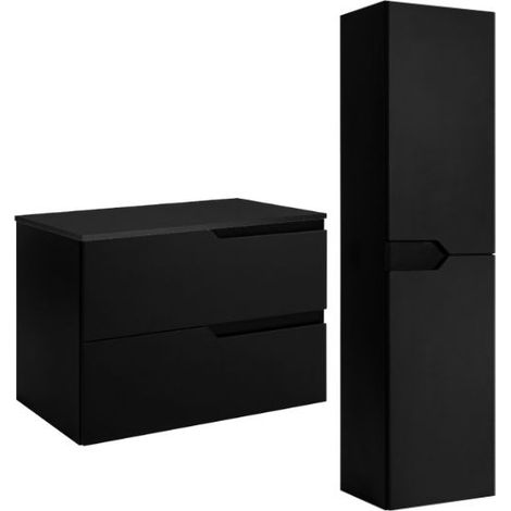 Waschtischunterschrank-Set - 80 cm - Schwarz - Modernes Design - Praktisch und elegant (1/5)