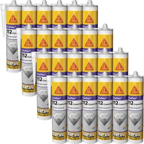 Lot de 24 colles mastic SIKA Sikaflex-112 Crystal clear - Transparent - 290ml