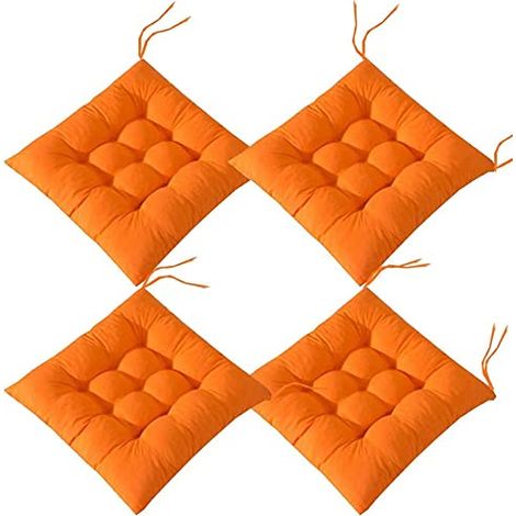 Set aus 4 weichen Stuhlkissen mit Bändern, für Esszimmer, Garten, Terrasse oder Küche (40 x 40 cm).