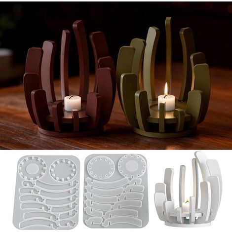 Portacandele e stampo in resina, stampo in silicone per colata di resina, per decorazioni domestiche e produzione di candele, forma a spirale ondulata, 1 pezzo (1/5)