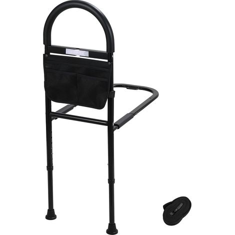 Wolketon Barandilla de ayuda a la cama de pie Ayudas para personas mayores 80-104cm Ajustable en altura incl. bolsa de almacenamiento Asidero de cama antideslizante, con LED