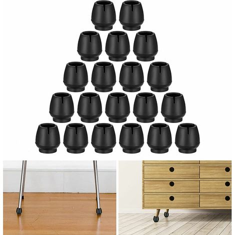 VURAHOME - 20x Protection Pied de Chaise Antidérapant Noir Embout de Chaise avec Feutre pour Pieds de Meubles Table 12-16mmPETITES ECREVISSES thsinde (1/5)
