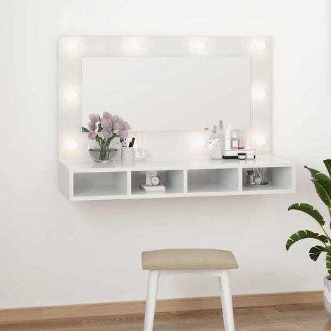 vidaXL Armoire à miroir avec LED Blanc brillant 90x31,5x62 cm (1/5)