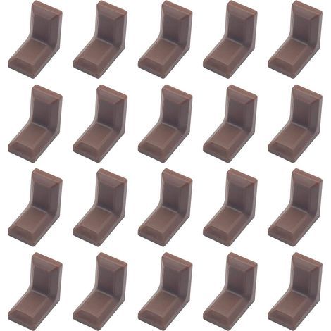 Set mit 40 L-förmigen Eckverbindern aus verzinktem Stahl mit weißen ABS-Kunststoffabdeckungen für Schränke, Regale und andere Regale (braun) (1/5)