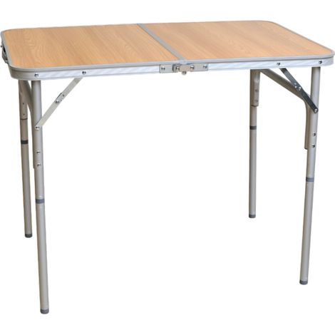 MESA PLEGABLE ALUMINIO 90X60X39/70 CM MADERA