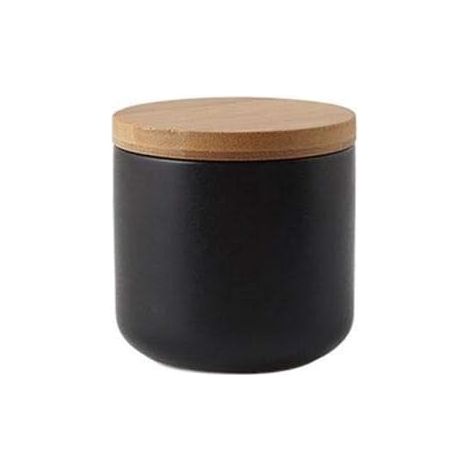 Boîte à café en céramique hermétique avec couvercle en bambou scellé pour boîte à café et thé Noir/260 ml