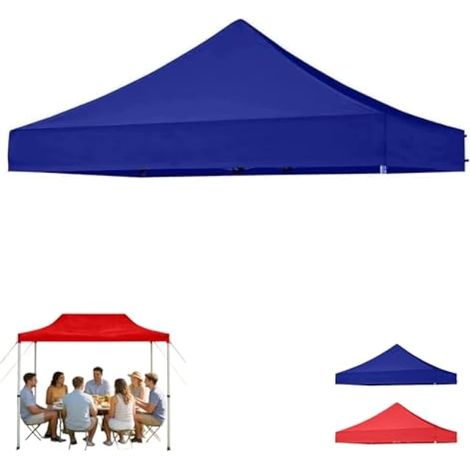 Bache de toit de rechange imperméable pour tonnelle d'extérieur - Bache Oxford - Protection contre le soleil - Pour activités de plein air - Bleu - 3 x 3 m (1/5)
