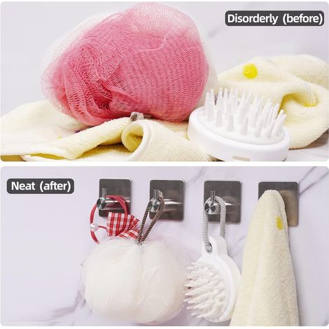 Serviette Crochet-Bâton Crochet Mural Salle De Bains Porte-Serviettes En Acier Inoxydable Cuisine Étanche, Résistant À L'huile Et Collant 5pcs (1/4)