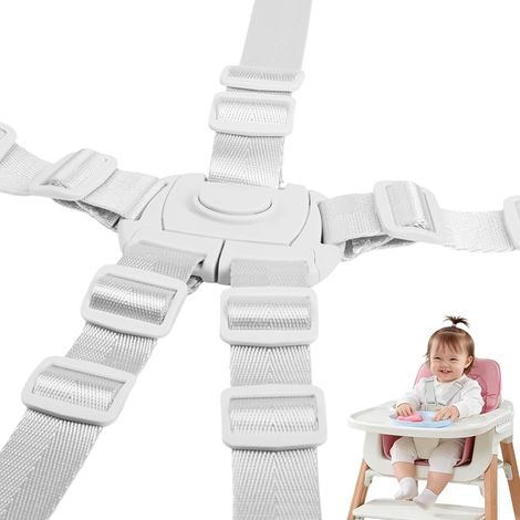 Sangle de Sécurité pour Chaise Haute, Harnais de Sécurité 5 Points pour Poussette Bébé, Harnais pour Chaise Haute, Taille Réglable, Polyvalent pour Chaise Haute et Landau (1/5)