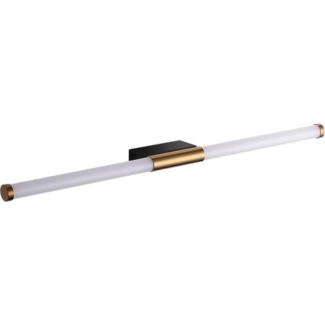 Applique Murale Miroir Linéaire en Métal avec Applique Murale Tube Lumineux Acrylique, Lampes de Chevet LED Modernes, Longs Luminaires Créatifs pour Chambre à Coucher, Salle de Bains (Lumière Tricolor (1/5)