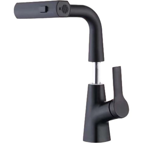Kitchen faucet with pull-out spray head, cold-start zinc alloy bowl faucet with swivel spout, triple spray mode faucet, mixer tap with pull-out spray head, spray gun (1/4)