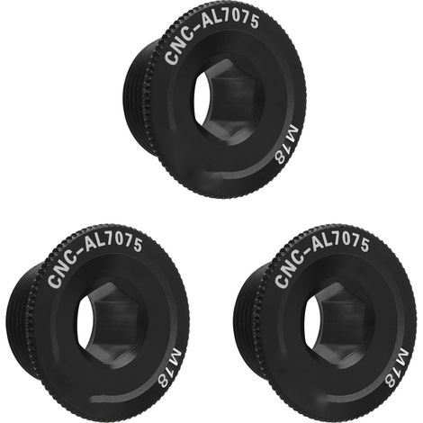 3-teiliges Kurbelschrauben-Set aus Aluminiumlegierung, M18-Standardgewinde, Kurbelabdeckung, MTB-Befestigungsschrauben für einteilige Kettenblätter, Schwarz (1/5)