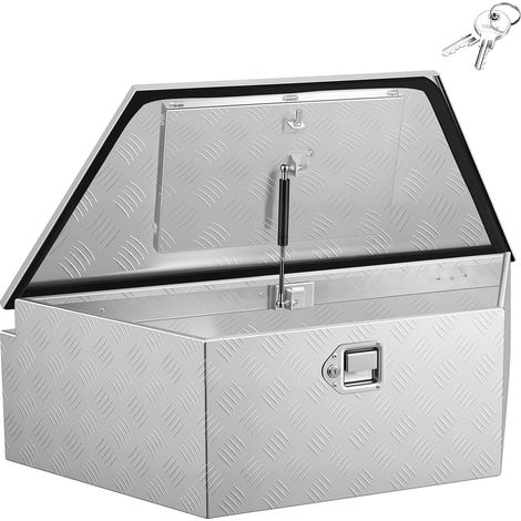 Mophorn Deichselbox aus Aluminium 990 x 419 x 305 mm, Werkzeugaufbewahrungsbox mit Schloss und Schlüsseln, belastbar bis 50 kg, geeignet für Anhänger, Ladeflächen, Wohnmobile und SUVs, silberfarben (1/5)