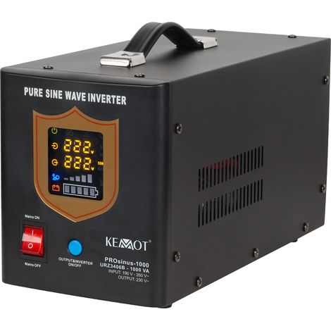 KEMOT PROsinus-1000 convertisseur d'alimentation sans interruption avec onde sinusoïdale pure et fonction de charge 12V 230V 1000VA/700W - noir (1/4)