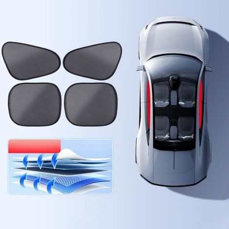 Juego parasoles, ventanas delanteras 2 piezas (48 x 36 + ventanas traseras 2 piezas (44 x 36 Cubierta solar, solar coche, 48 x 36 cm, 44 x 36 cm (1/5)