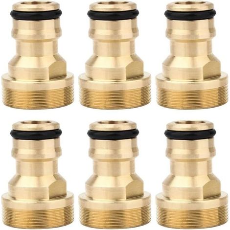 Juego de 6 accesorios de latón para grifo, de montaje rápido, aptos para tuberías con rosca macho, adaptador universal para grifos, cocinas y jardines.