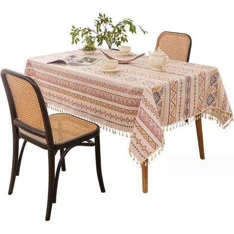 (Wie abgebildet) Rechteckige Tischdecke – Boho – Fleckenabweisend – 140 x 180 cm – Polyester – Waschbar (1/4)