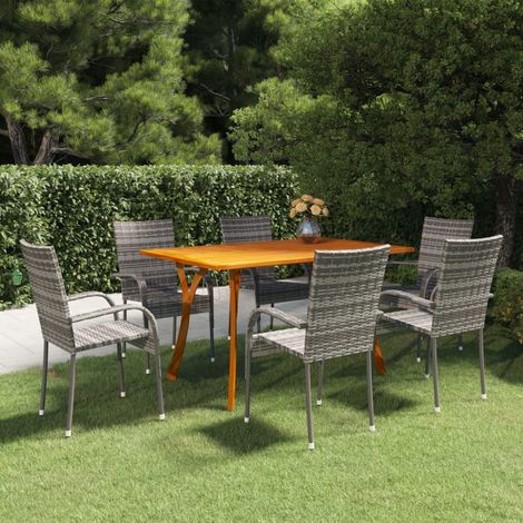 Set da Pranzo per Giardino 7 pz Grigio vidaXL (1/5)