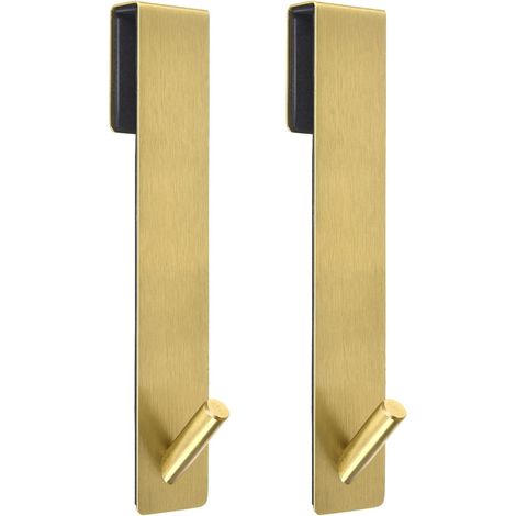 Duschtürhaken (7,5 Zoll), längliche Türhaken für rahmenlose Glasduschtür, Handtuchhaken aus Edelstahl, robuste Bademantel- und Handtuchhaken (2er-Pack) – Gold