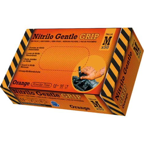 Gant Nitrile Orange 8,5gr Taille M Rubberex boite de 50