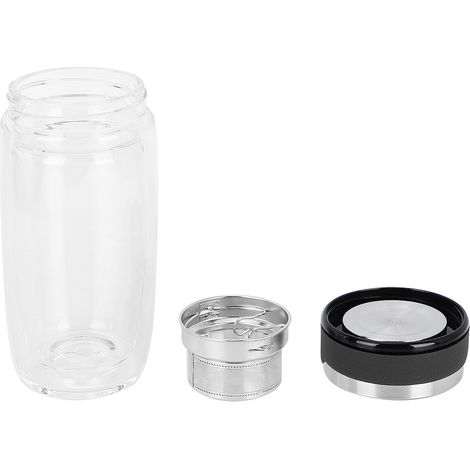 Bouteille À Eau - Verre Double Paroi Acier Inoxydable - 350 Ml - Pour Sport Extérieur Voiture - Noir (1/5)