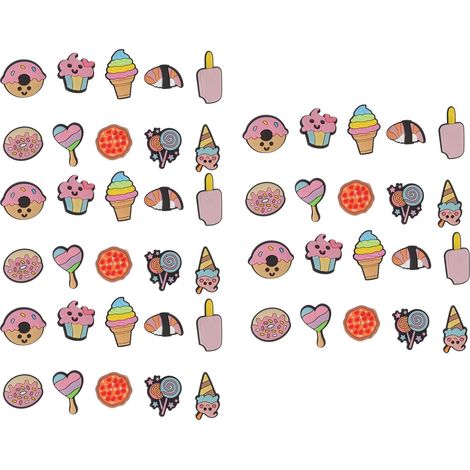 Lot de 50 charmes chaussures dessin animé dessert PVC adorables pour enfants et adultes, décoration cadeau Pâques (1/5)