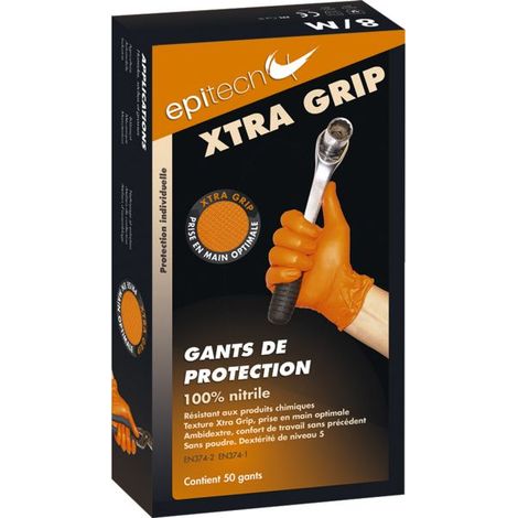 Boîte de 50 gants de protection 100% nitrile 8