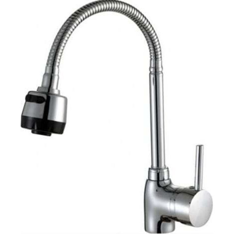 Robinet de cuisine à trois voies à embout universel en ABS avec tuyau d'eau chaude et froide de 60 cm (1/4)