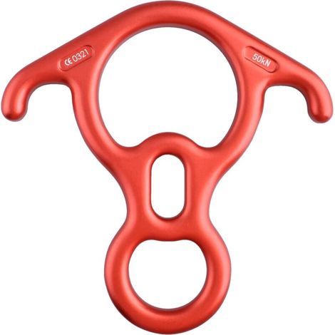 Descent Equipment Rappelling Device 35kN 50kN Aluminum Descender Figure 8 Descender Climbing for Outdoor Recreation