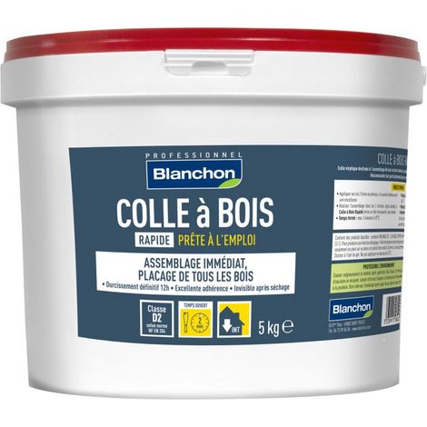 Colle vinylique à bois d2 rapide - Contenance : 5 kg - Couleur : Translucide - BLANCHON