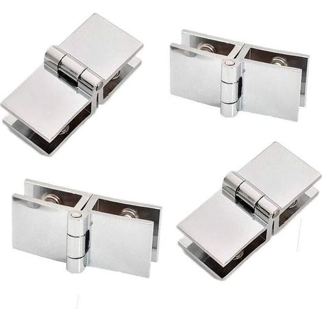 4pcs 180 Degree Glass Door Hinges, Glass Door Hinges, Zinc Alloy Glass Door Hinges, Easy to Install, Suitable for Display Cabinets, Wine Cabinets (1/3)