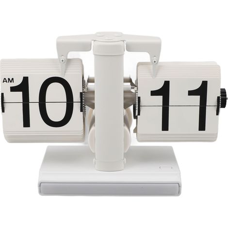 Horloge à Rabat Rétro LED Lumière d'Ambiance Acier Inox 304 Design Minimaliste Blanc pour Bureau et Salon Décoration Intérieure (1/5)