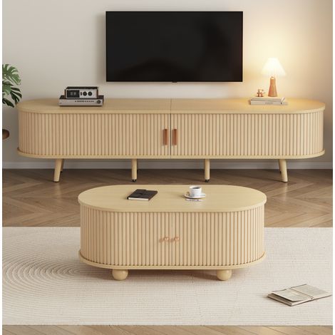 TV Schrank Aufbewahrung Couchtisch Holz Set HAVRYA (1/5)