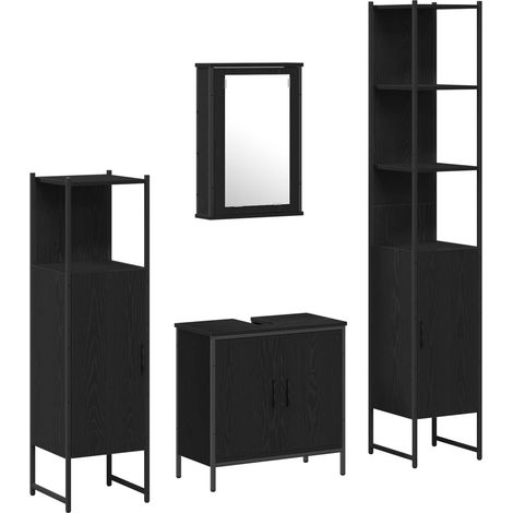 Maison Exclusive - Badezimmermöbel-Set mit Regal 4 pcs Schwarz Ho