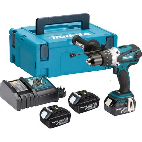 Makita DHP458RF3J LXT 18v Combi Hammer Drill 3 Batts + Makpac DHP458 (1/4)