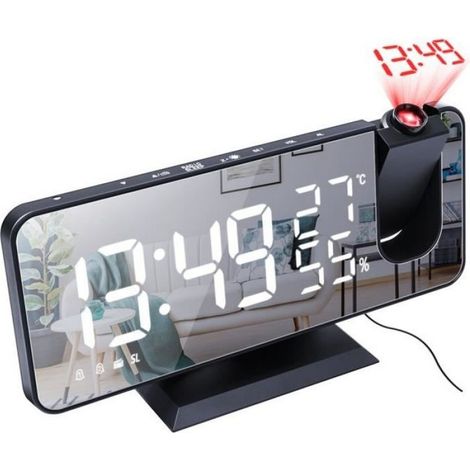 Radio-réveil - - Projection LED - Miroir - Température - Humidité (1/4)