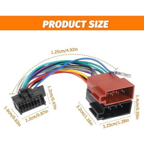 Câble iso pour autoradio compatible avec Pioneer DEH AVH MVH AVIC KFZ, 16 Broches Cable Adaptateur Faisceau ISO Autoradio, Adaptateur de Faisceau 16 Broches (1/5)
