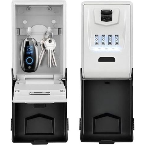 Schlüsselsafe mit digitalem Code, großer 4-stelliger Schlüsselsafe mit beleuchtetem Code, wasserdichter und rostfreier Schlüsselsafe für den Außenbereich, für Zuhause, Büro,
