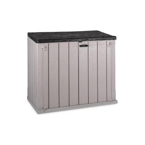 Coffre de jardin en résine 129,5x74,5x111 cm – 2 portes – Dessus ouvrant – Résistant aux intempéries – Pour stockage extérieur – Plastmeccanica - cm129