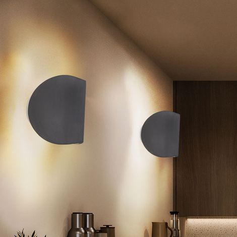 Applique murale Up and Down spot mural applique de salon lampe d'escalier en béton, gris, 1x LED 6W 150lm, LxH 12,6x15,7 cm, lot de 2