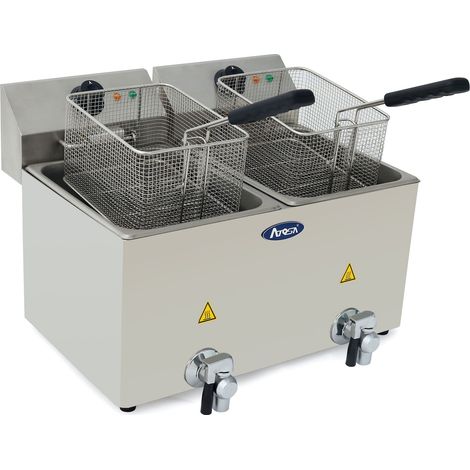 Friteuse Professionnelle à Poser en Inox avec Vidange 2 x 8 L - H 395 à 430 mm - Atosa