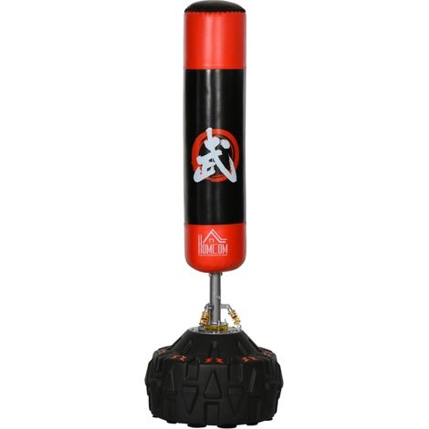 Sacco da boxe autoportante per adulti PU nero e rosso 60 x 60 x 180 cm MODENUIT (1/5)
