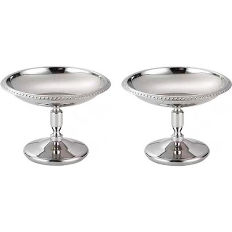 Set di 2 coppette da dessert in acciaio inox, ideali per gelato, yogurt e budino. Riutilizzabili, con design a righe verticali, salvaspazio. (1/5)