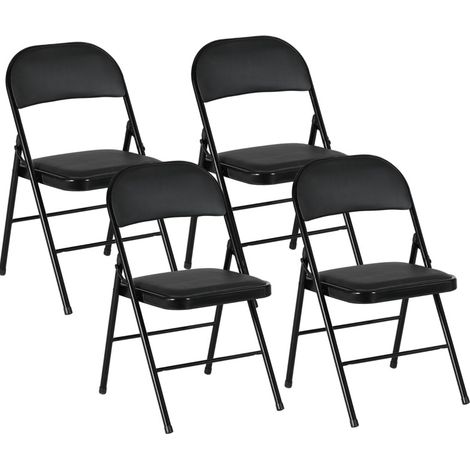CHICFURN Lote de 4 sillas plegables de oficina 45x46x78 cm metal negro, sin montaje (1/5)