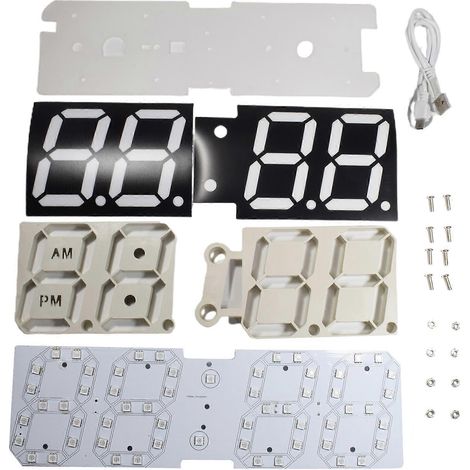 Horloge murale LED à luminosité réglable, réveil numérique, idéale pour la décoration de la chambre, du salon et du bureau peut également servir de veilleuse mode 12/24 heures plusieurs couleurs di (1/5)