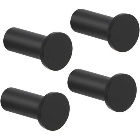 Lot de 4 crochets muraux ronds à visser, en acier inoxydable, robustes, pour salle de bain, chambre, cuisine, entrée, porte-serviettes, 16 x 35 mm,noir (1/5)