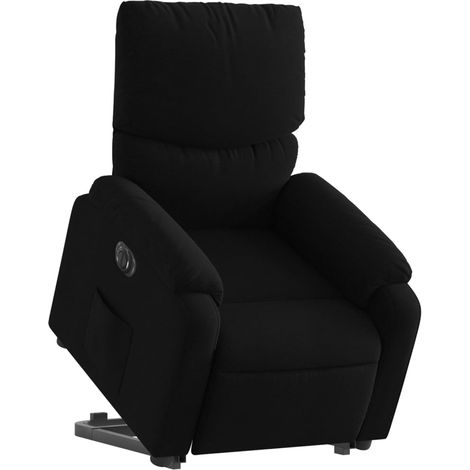 Poltrona relax TV con comodissima funzione di sollevamento elettrico in tessuto nero DEC028486