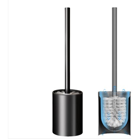 Brosse Toilette Mural Aluminium Noir, Support Salle Bain (1/4)