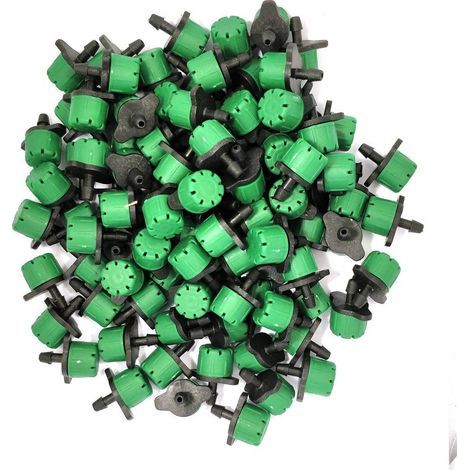 Lot de 100 goutteurs réglables – Débit 1 à 70L/h – Système autonettoyant – Pour potagers et serres – Matériau polypropylène (PP) – Abrisa (1/2)