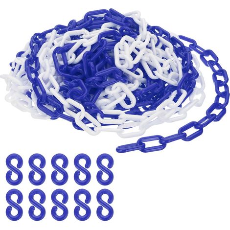 12M Chaîne en Plastique pour Contrôle des Sécurité 6mm Bleu/Blanc (1/5)